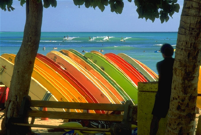 Colorful Surf Boards in Waikiki 1999