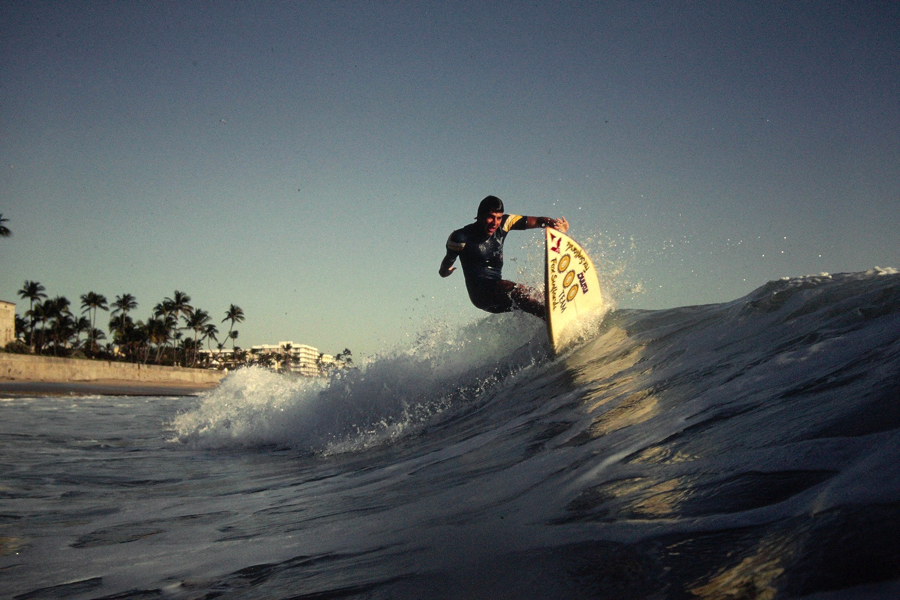 Carvin's friend Alex Bach catching a ride of the Jungle Road Jetty on the south end of Palm Beach